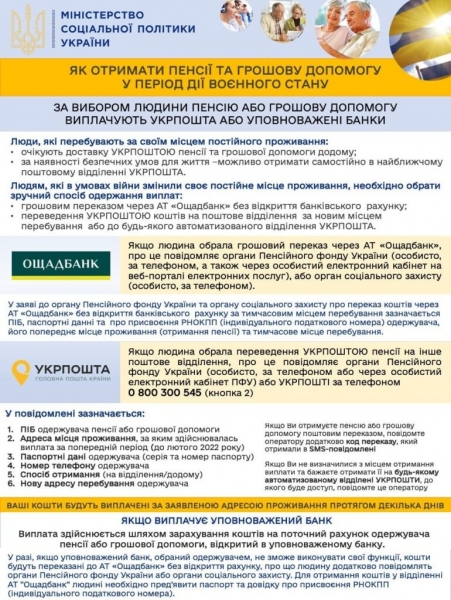 Украинцам объяснили, как получить пенсии и денежную помощь во время военного положения
